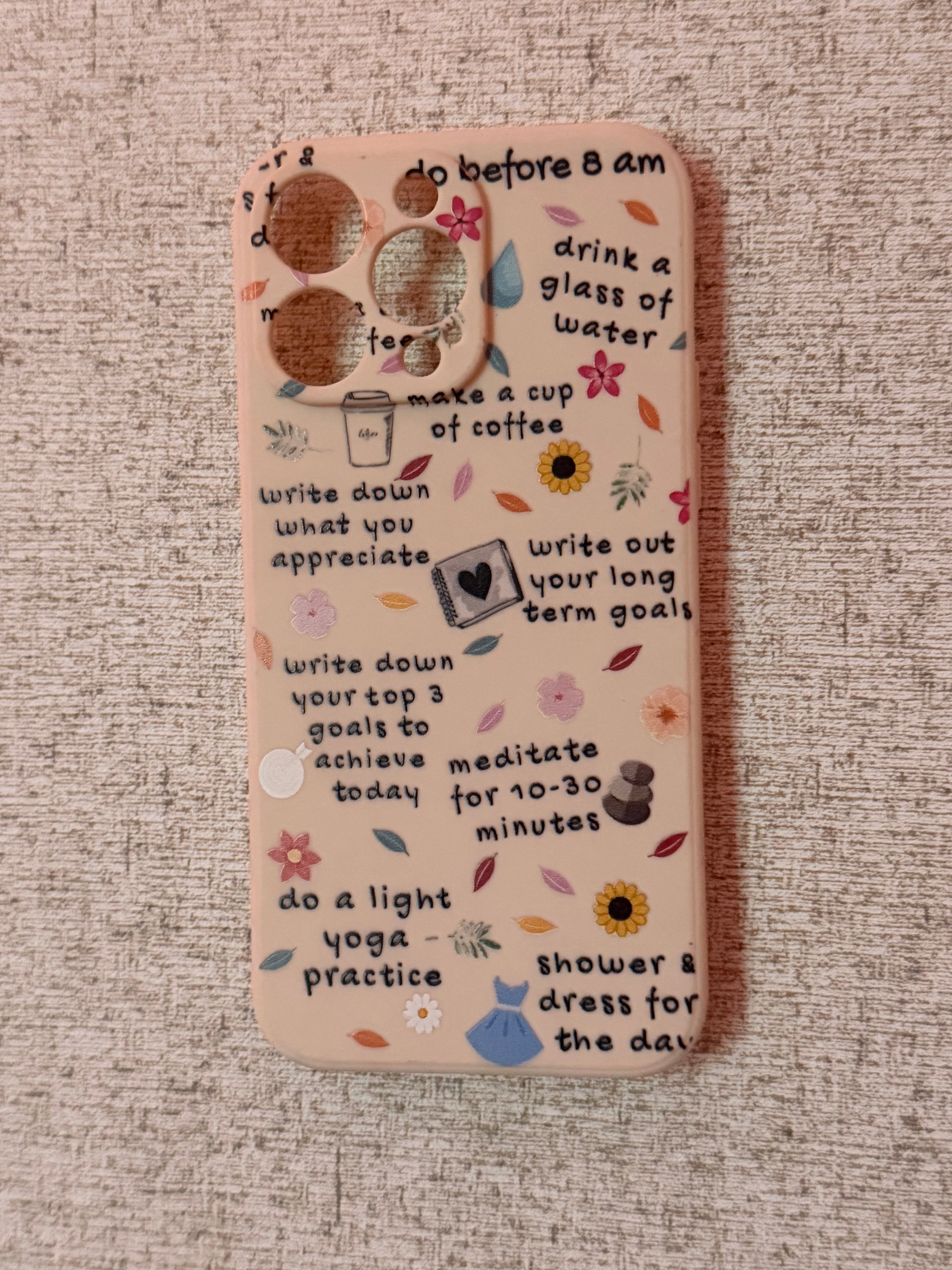 White Aesthetic “Daily Goals” Reminder Case
