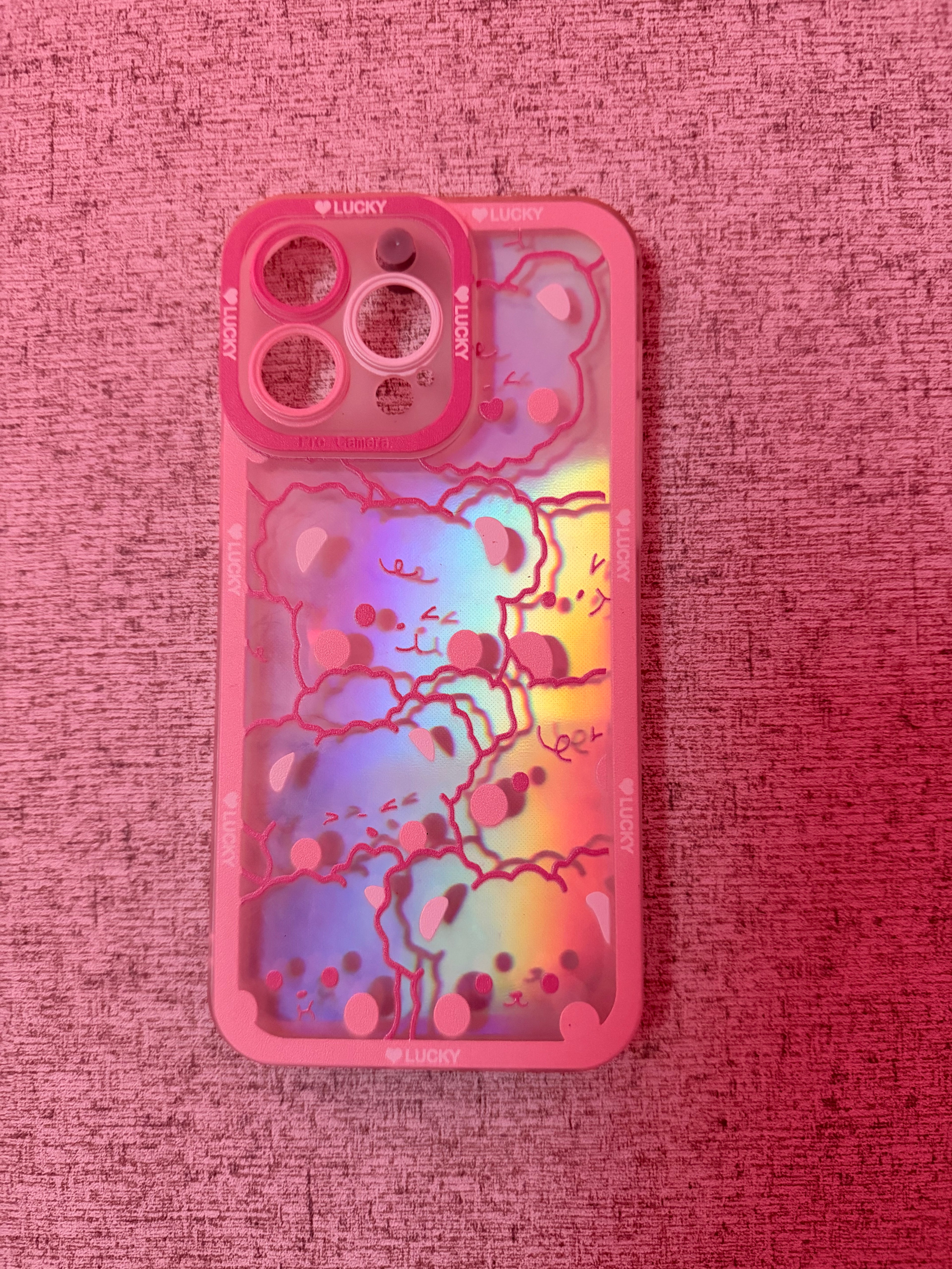 Pink Clear Bear Phone Case