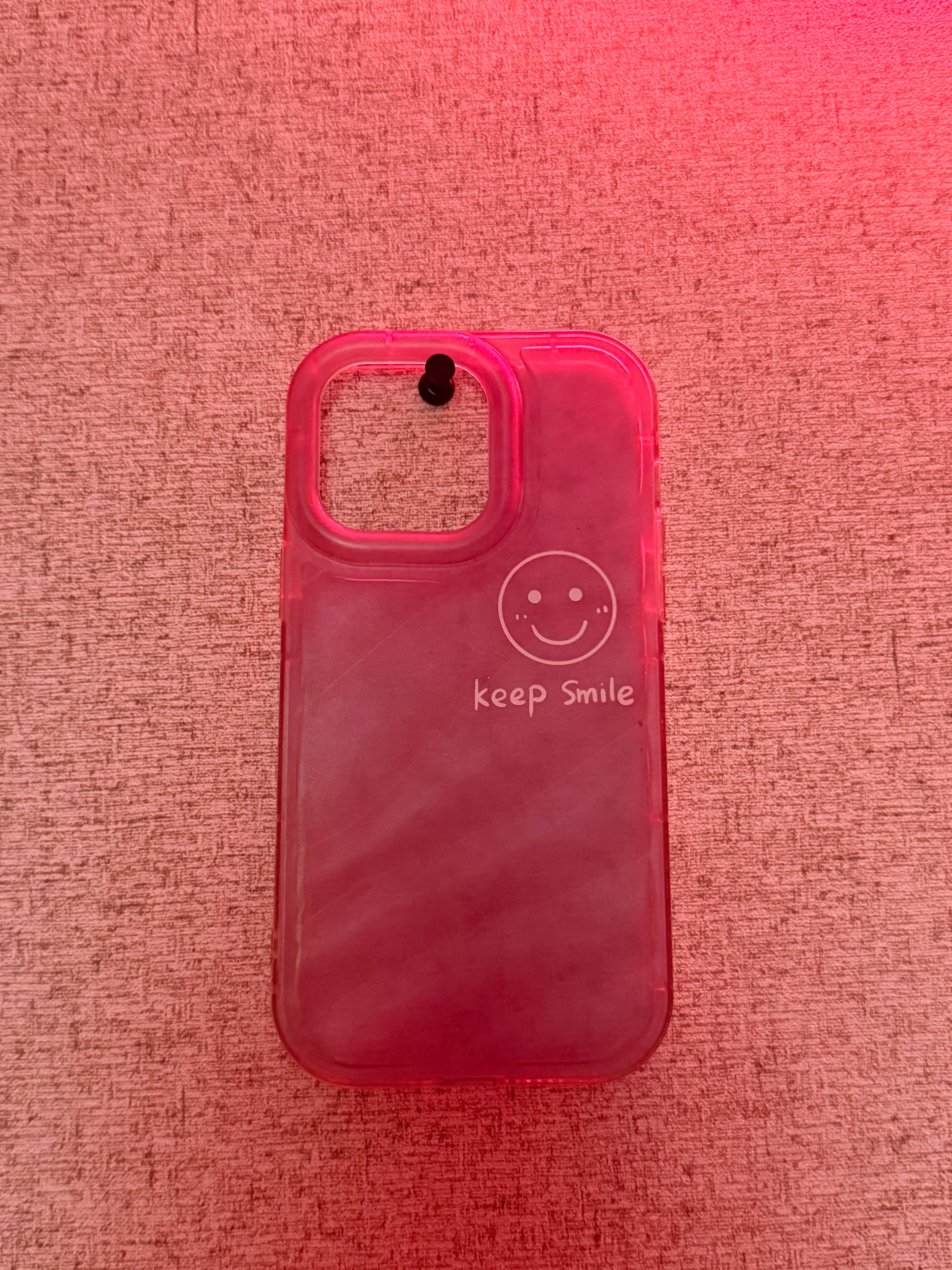 Pink Glow “Keep Smile” Clear Case 💕
